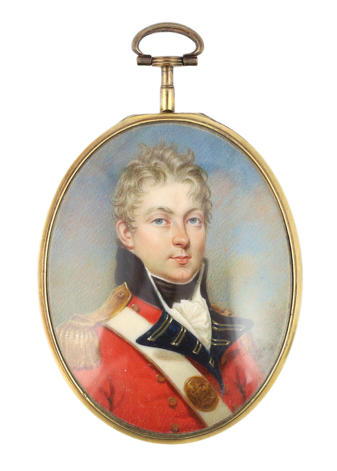 English School circa 1815, Portrait miniature of an army officer, watercolour on ivory, 7.5 x 5.7cm. CITES Submission reference 2PV8T26N